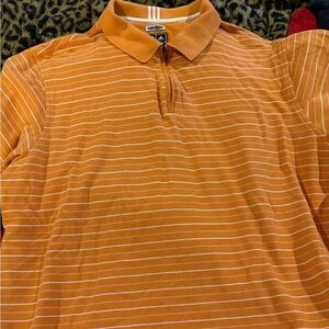 adidas Orange and White Striped Polo Shirt
